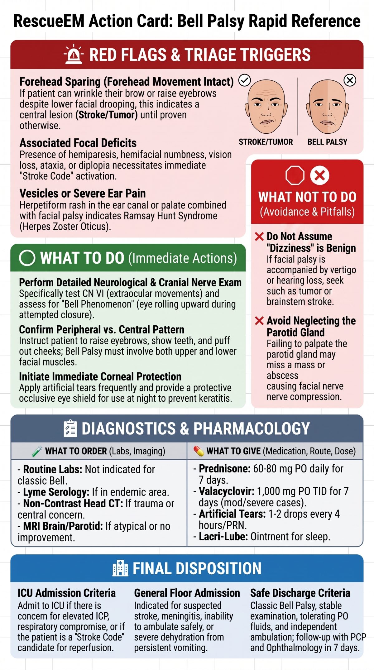 Bell Palsy Rapid Reference Card