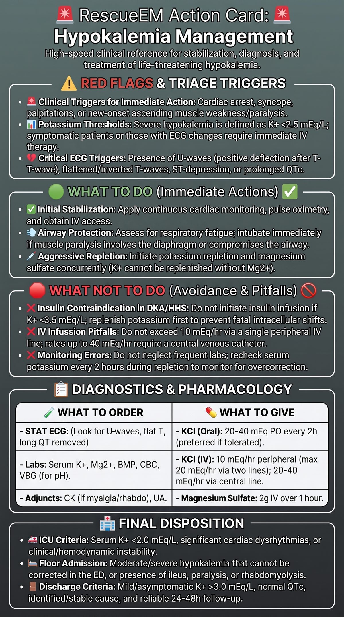 Hypokalemia Management Action Card