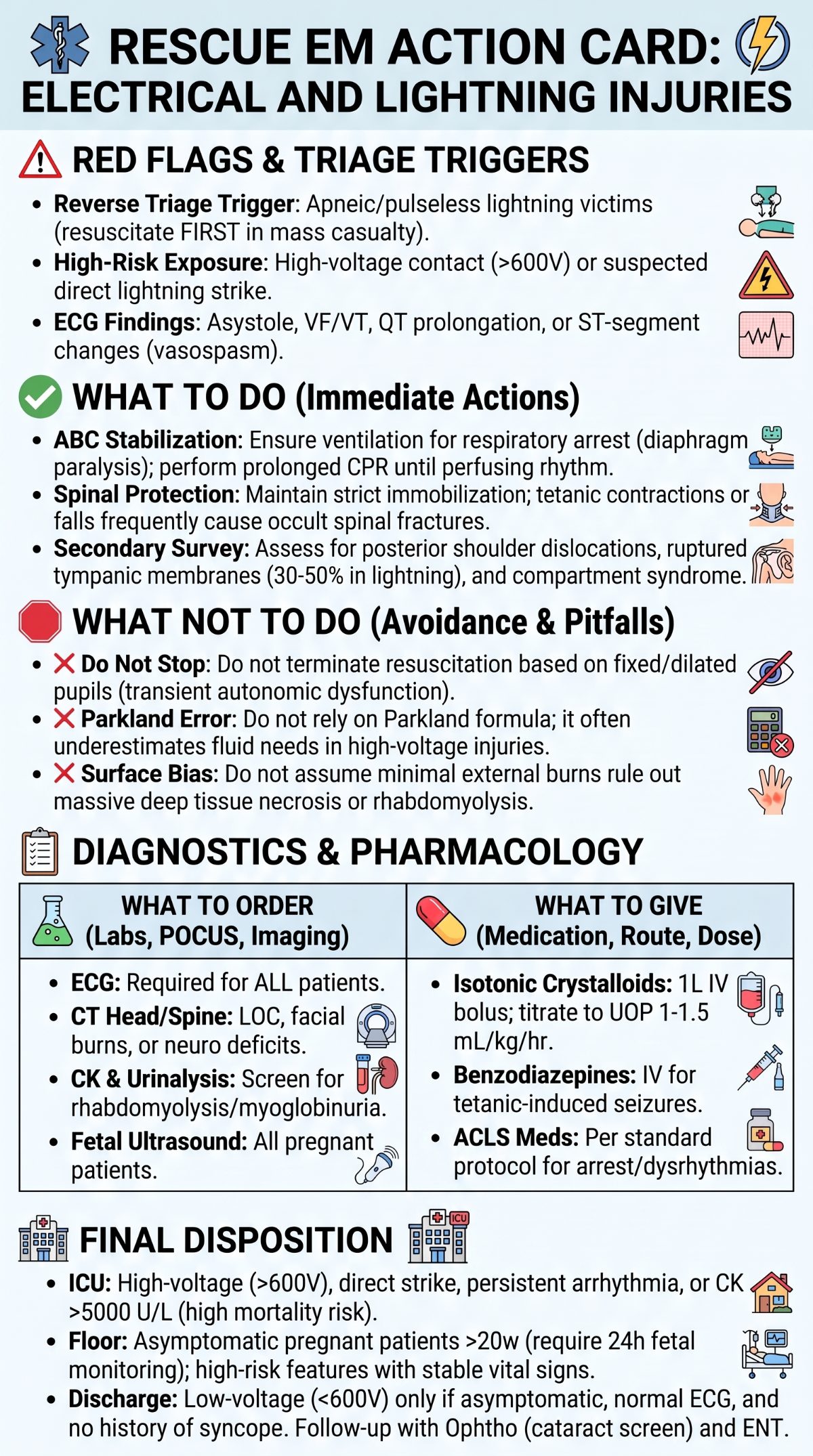 Electrical Injury Medical Action Card