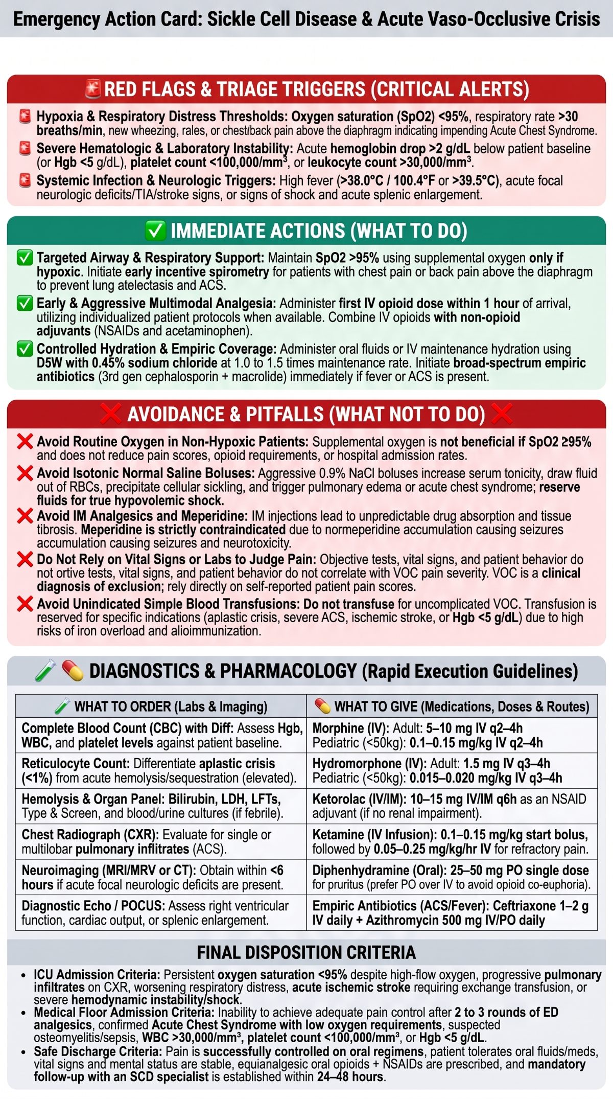 Sickle Cell Emergency Action Card