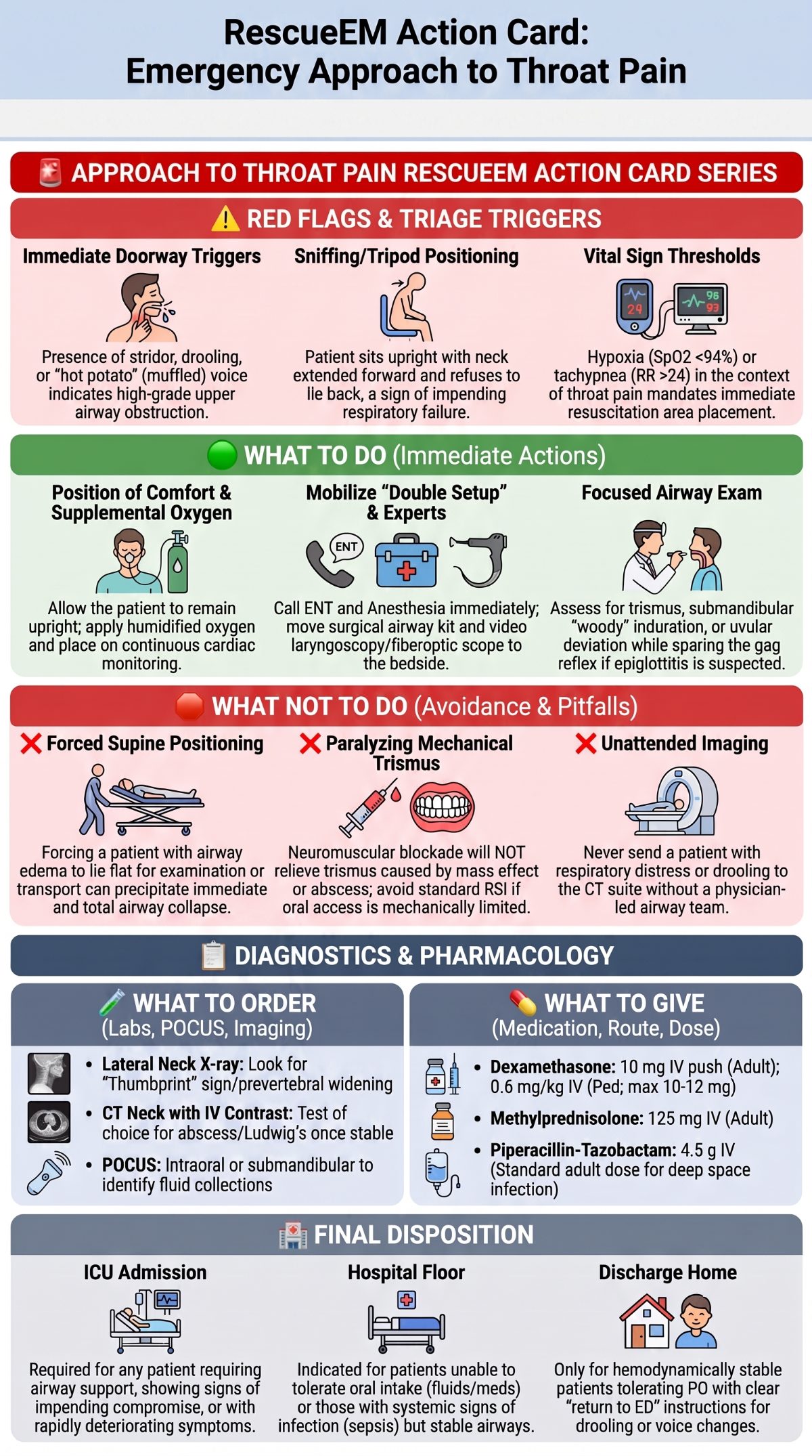 Emergency Throat Pain Action Card