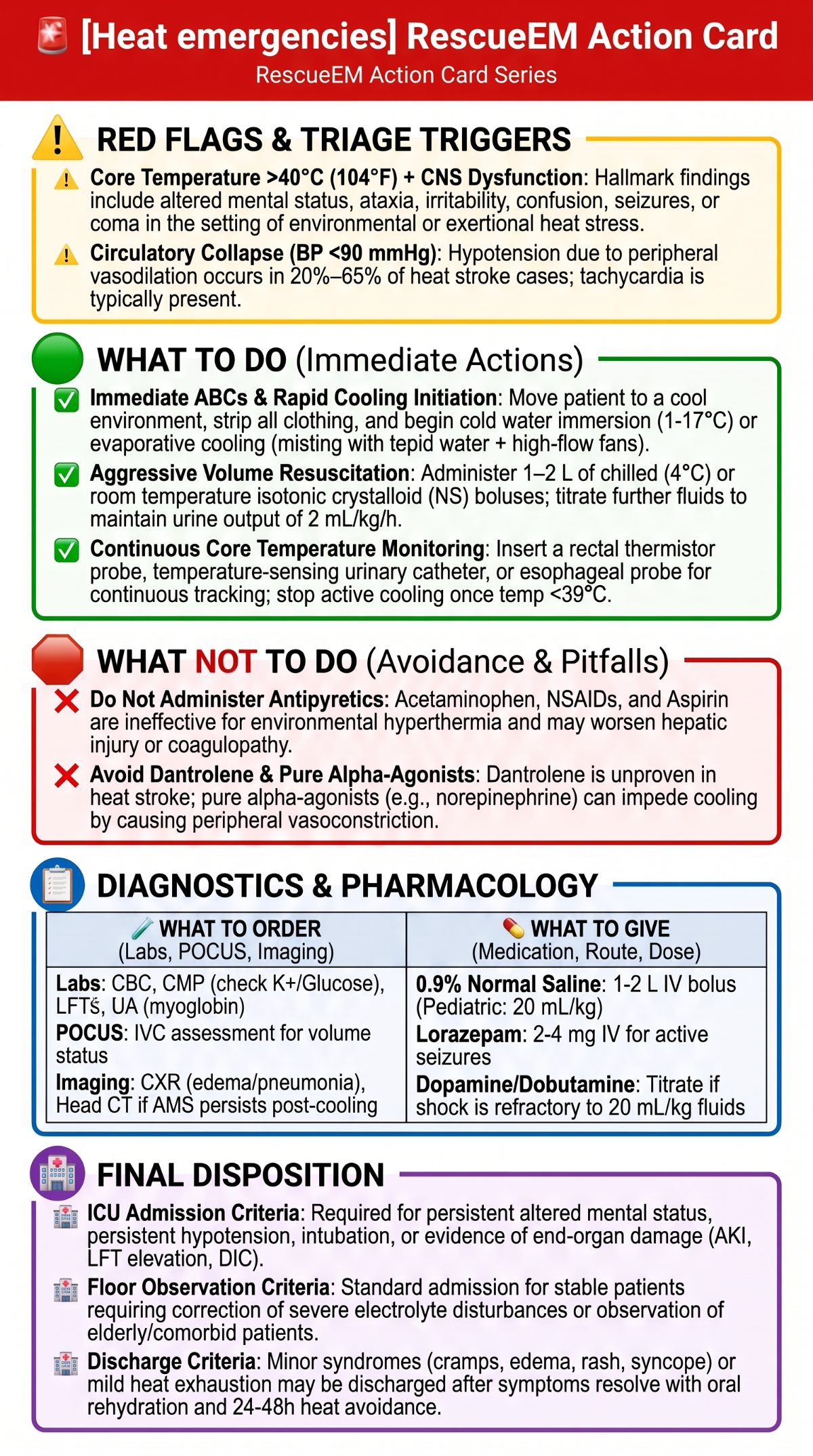 Heat Emergency Medical Action Card