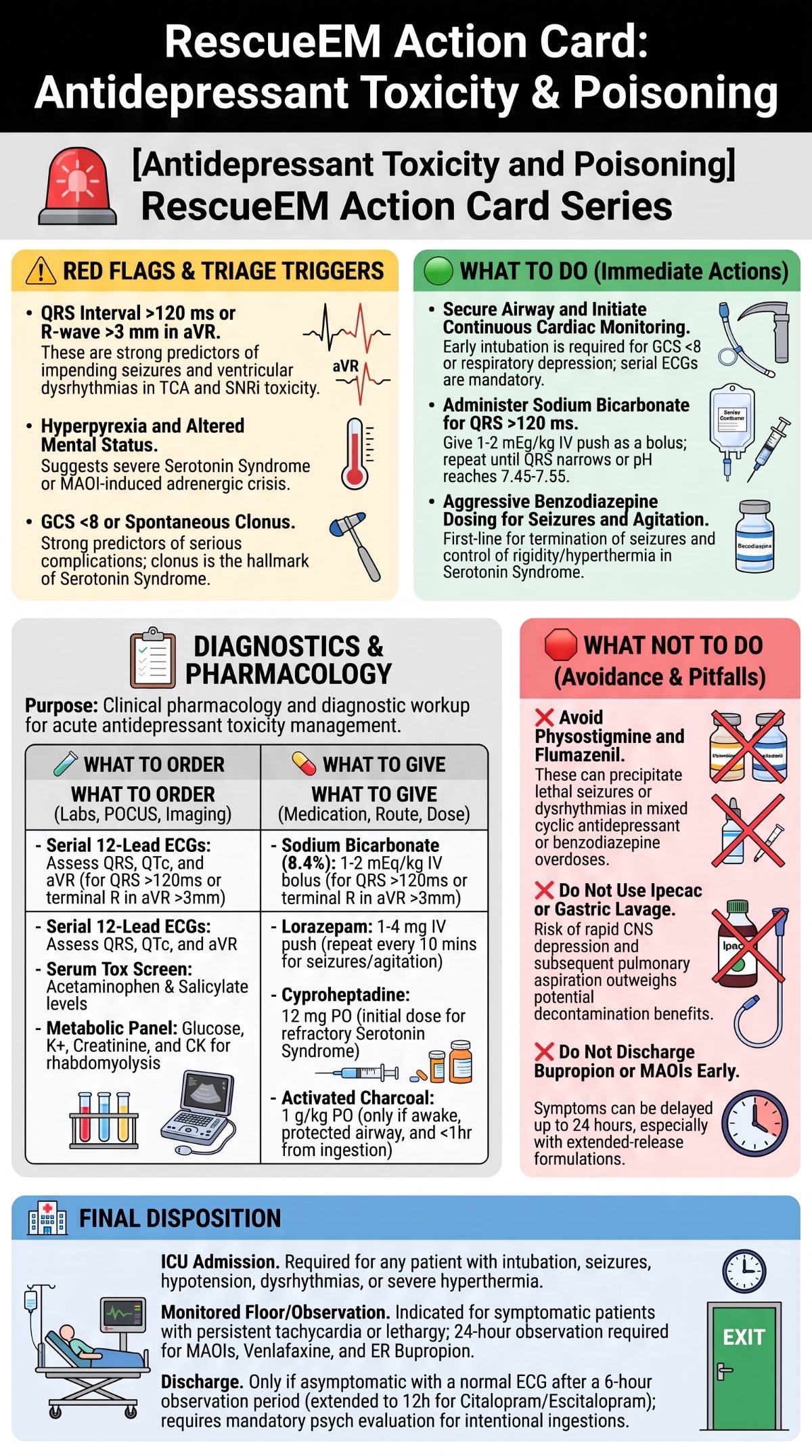Antidepressant Toxicity Clinical Management Card