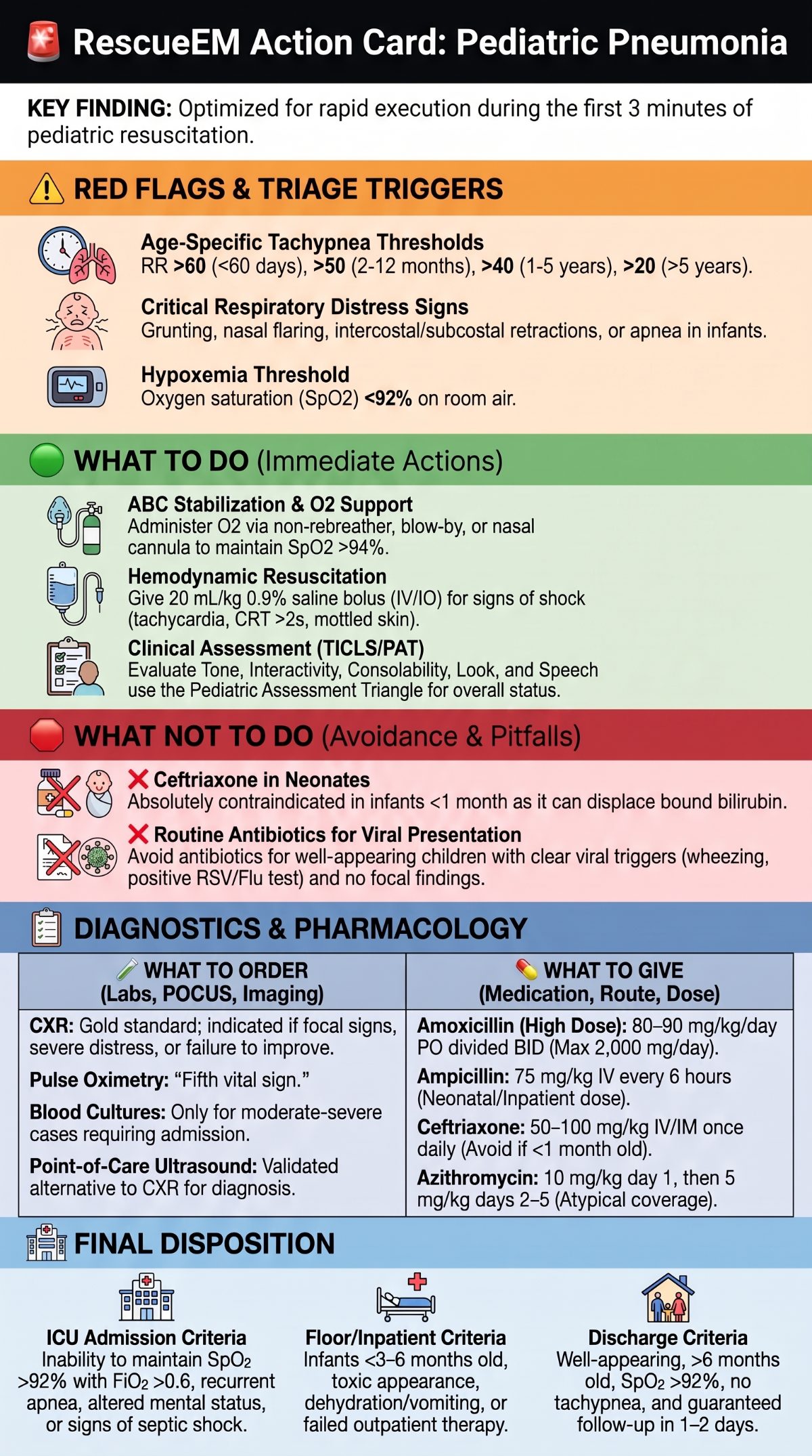 Pediatric Pneumonia Action Card