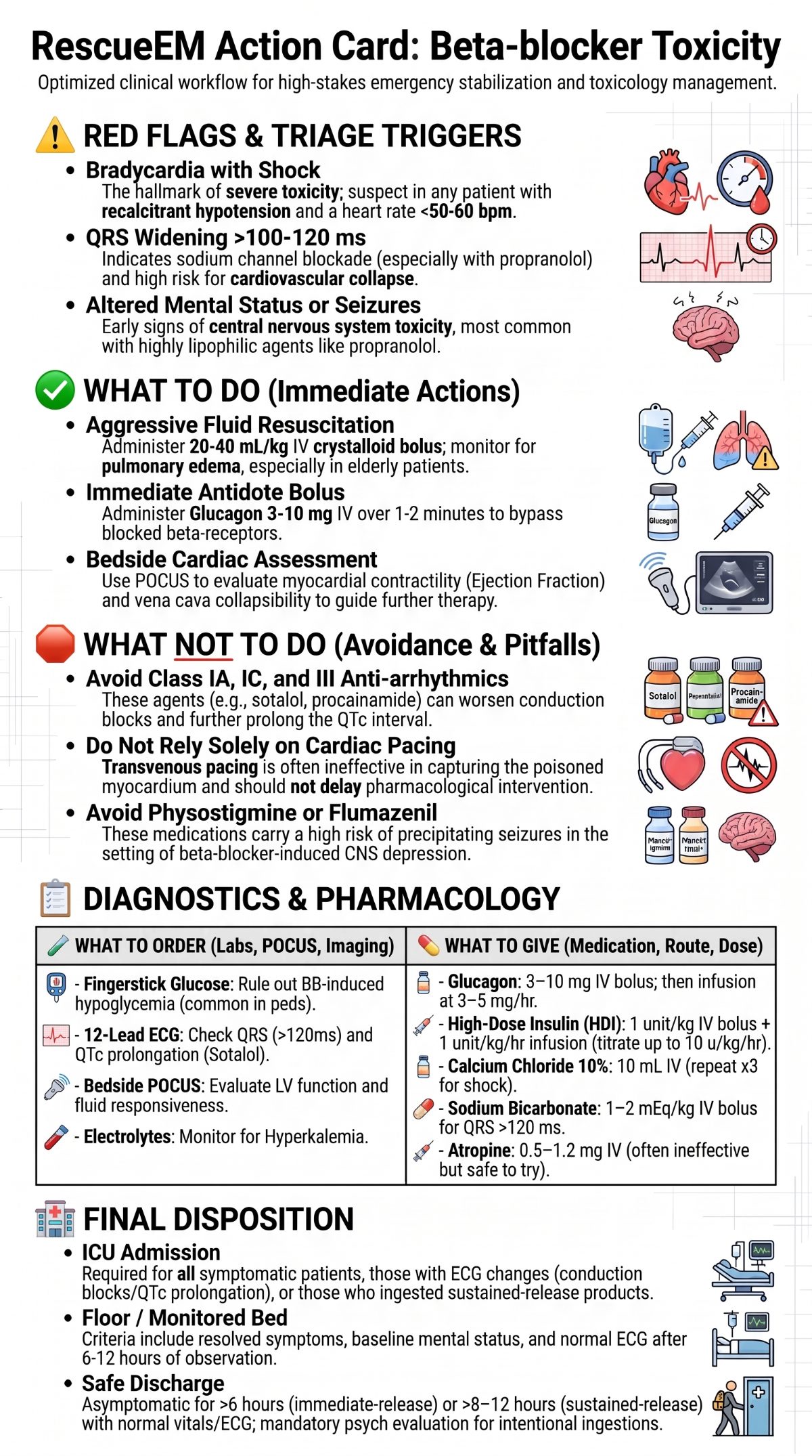 Beta blocker Toxicity Clinical Card
