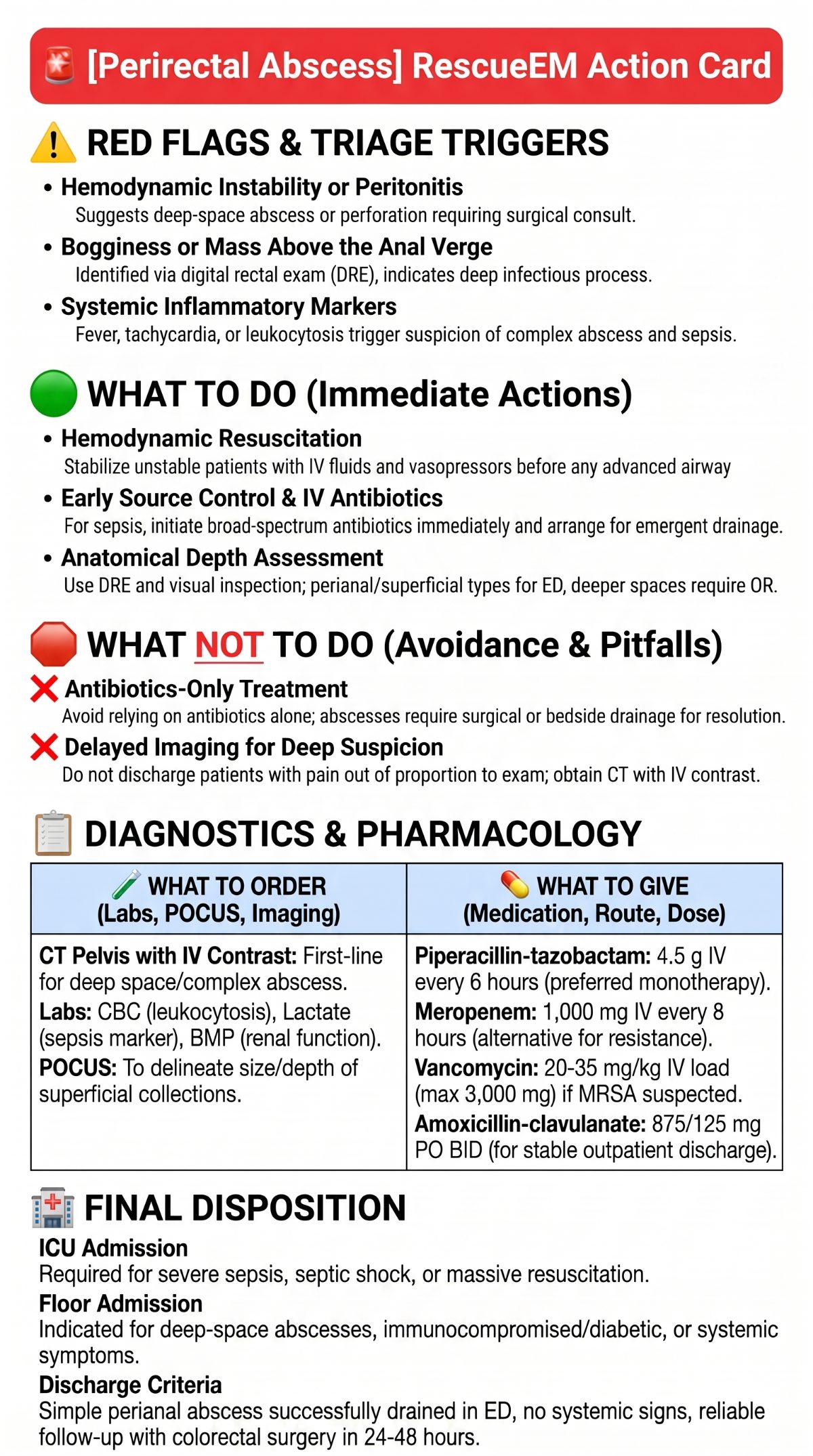Perirectal Abscess Medical Action Card