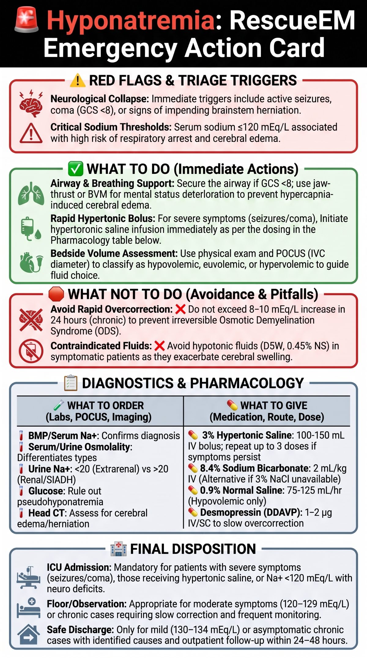 Hyponatremia Emergency Action Card