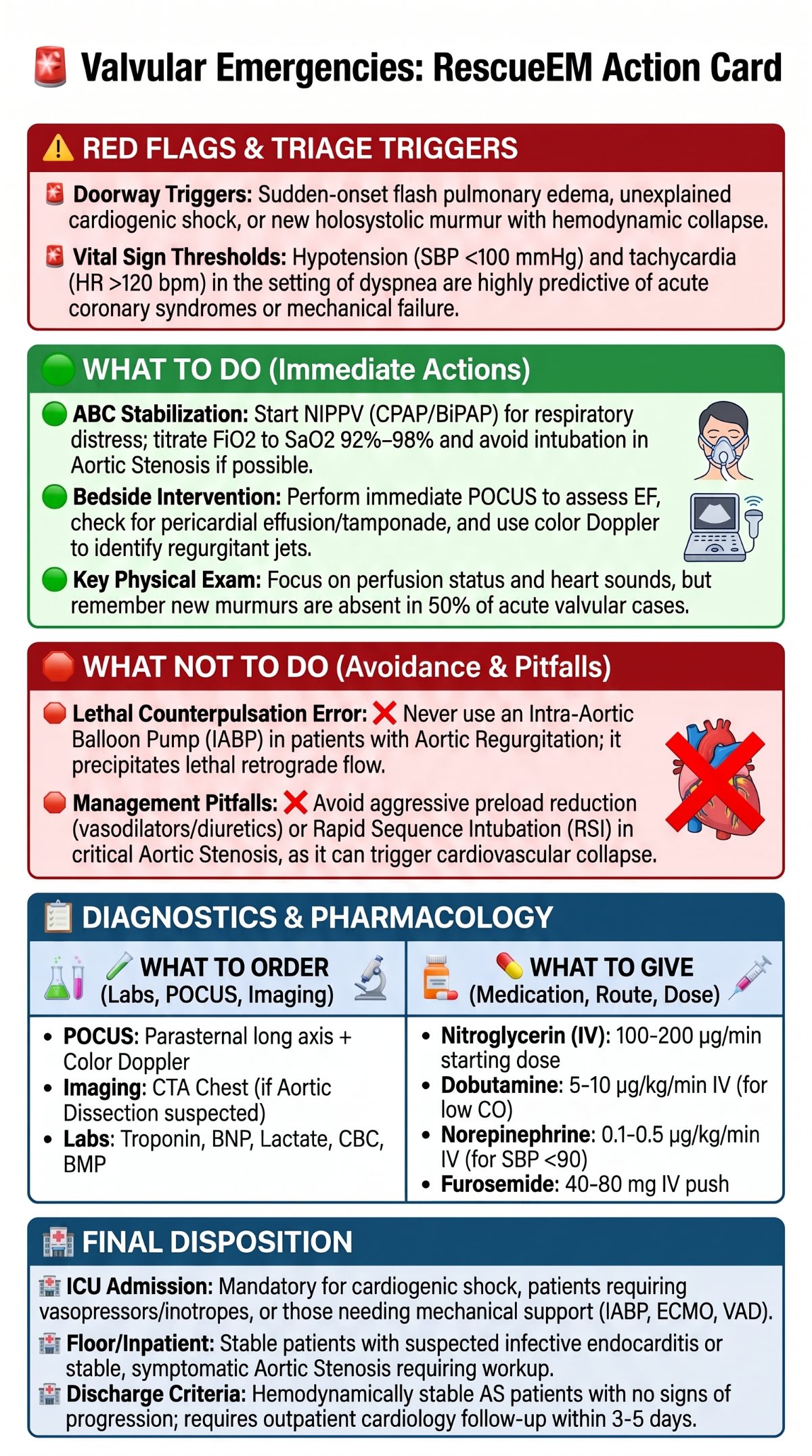 Valvular Emergencies Action Card
