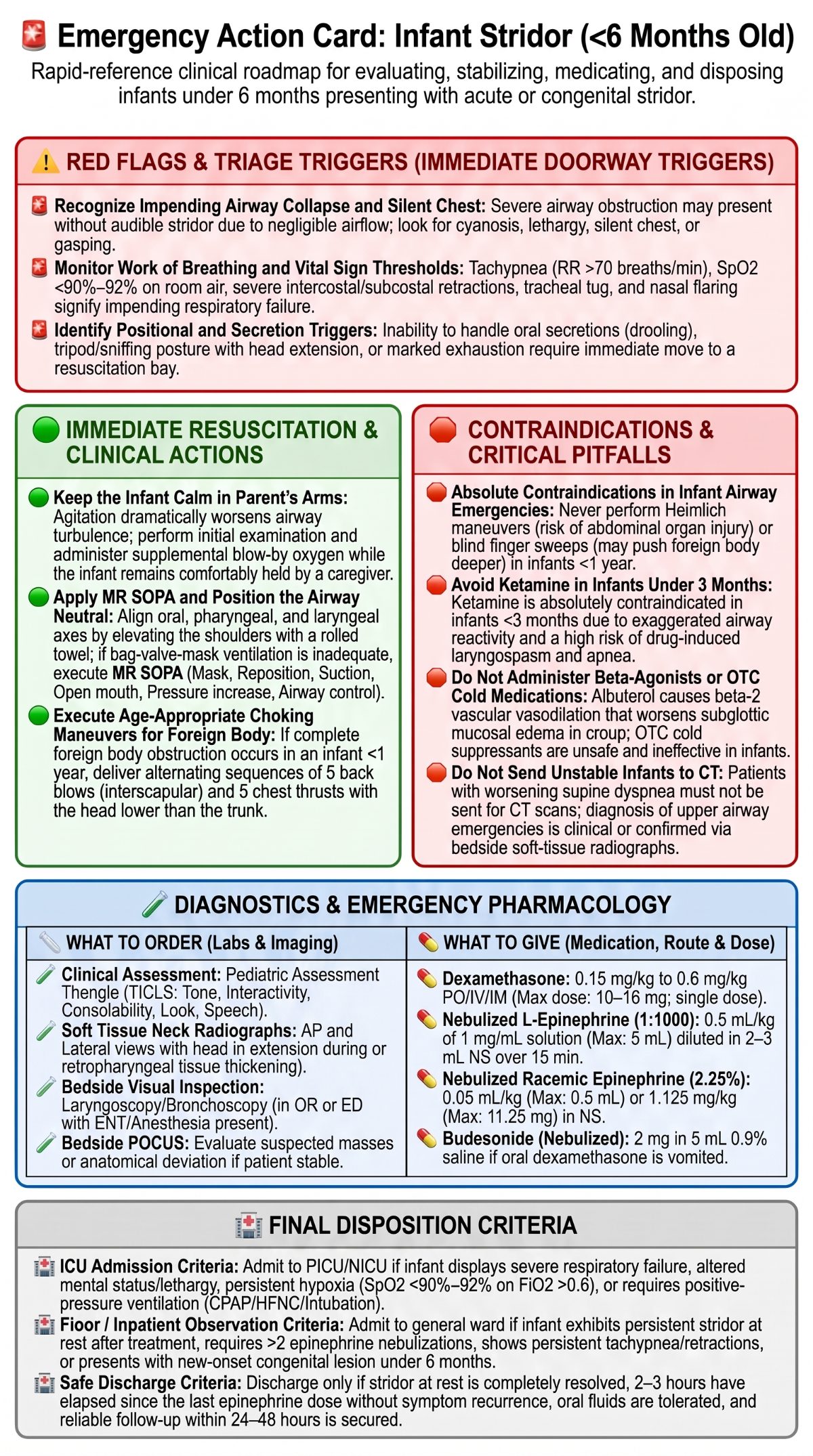 Infant Stridor Emergency Action Card