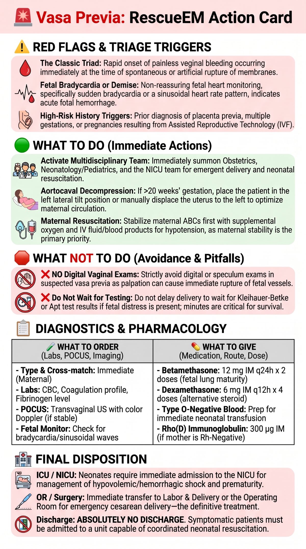 Vasa Previa Emergency Action Card