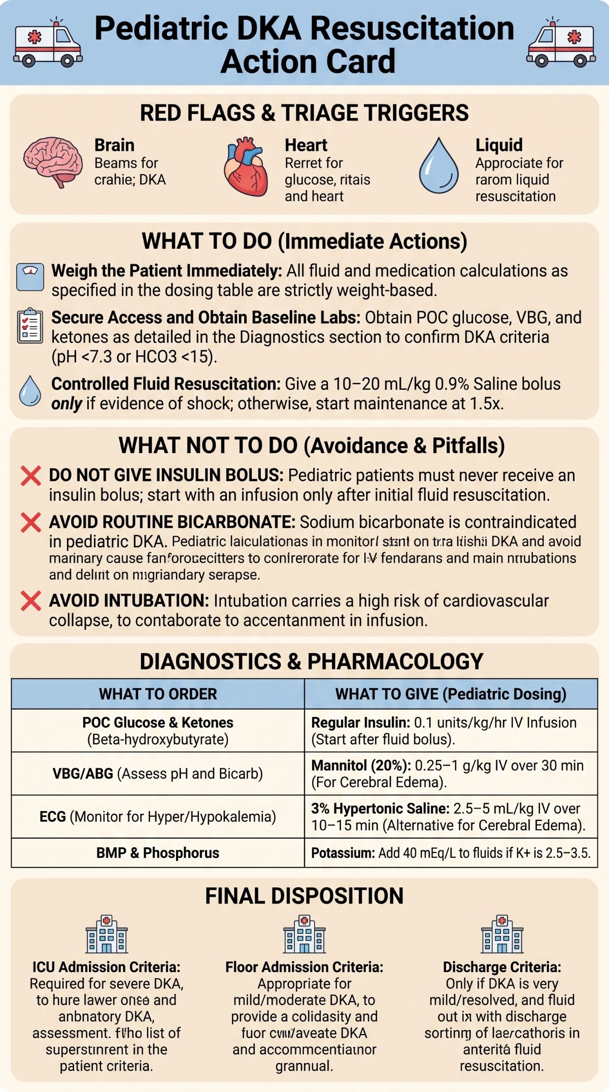 Pediatric DKA Resuscitation Action Card