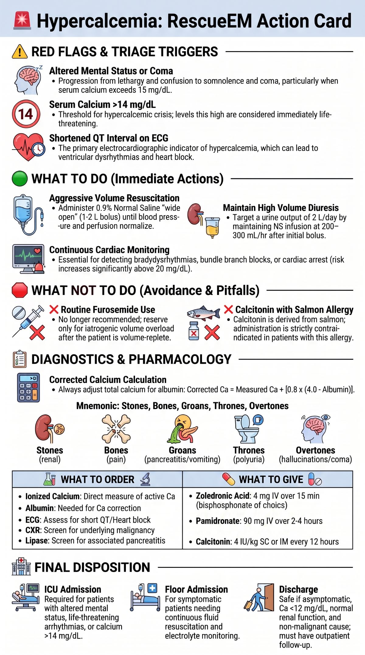 Hypercalcemia Emergency Action Card