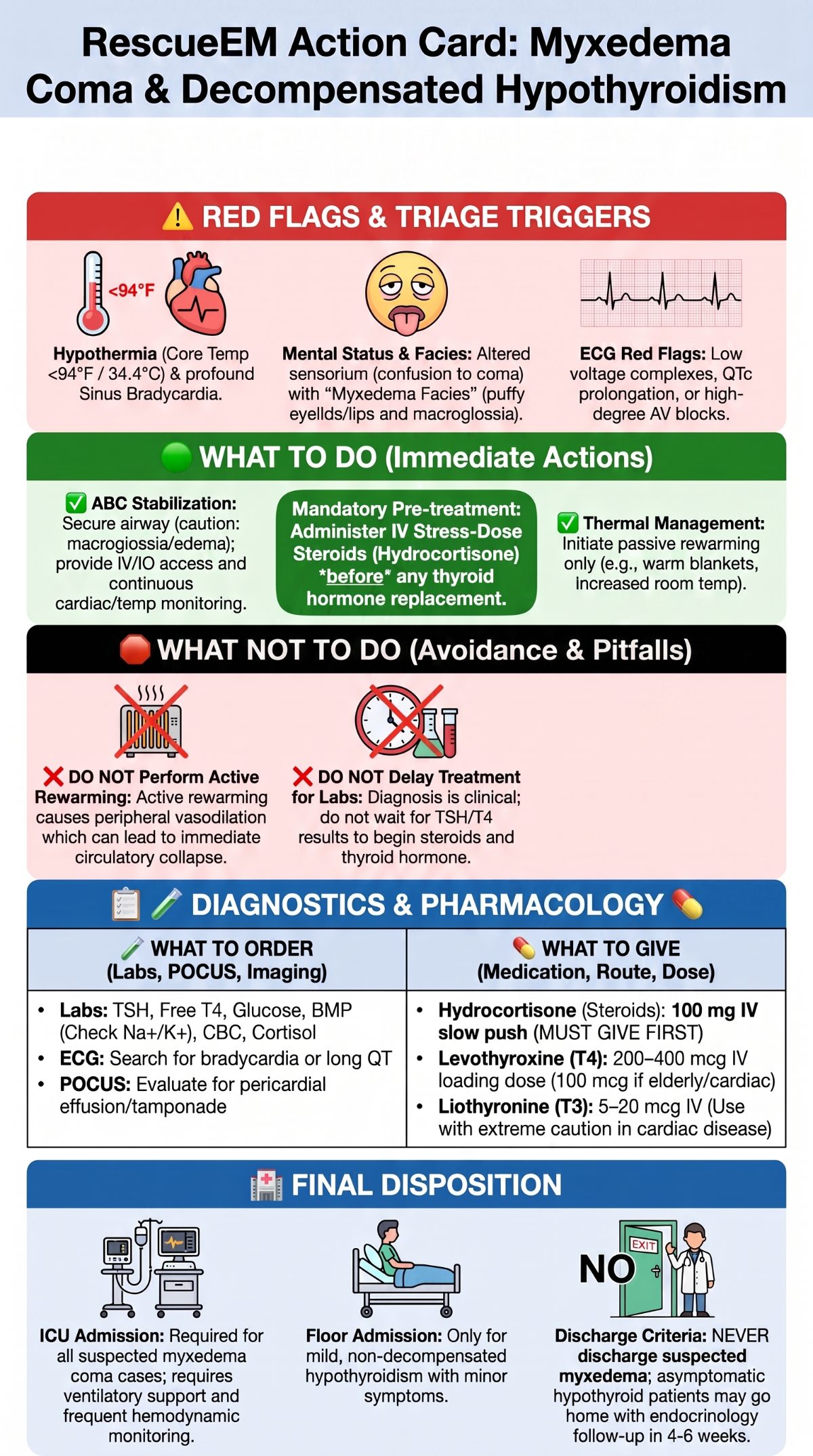 Myxedema Coma Emergency Action Card