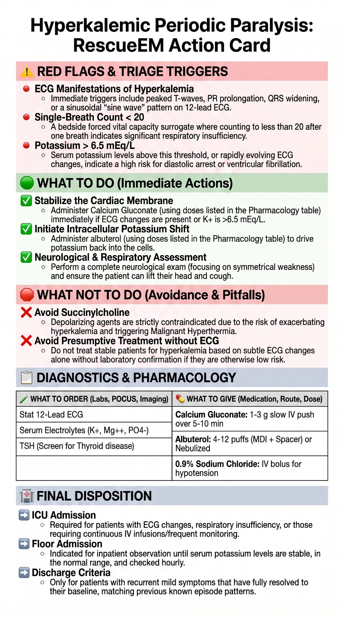 Hyperkalemic Periodic Paralysis Action Card