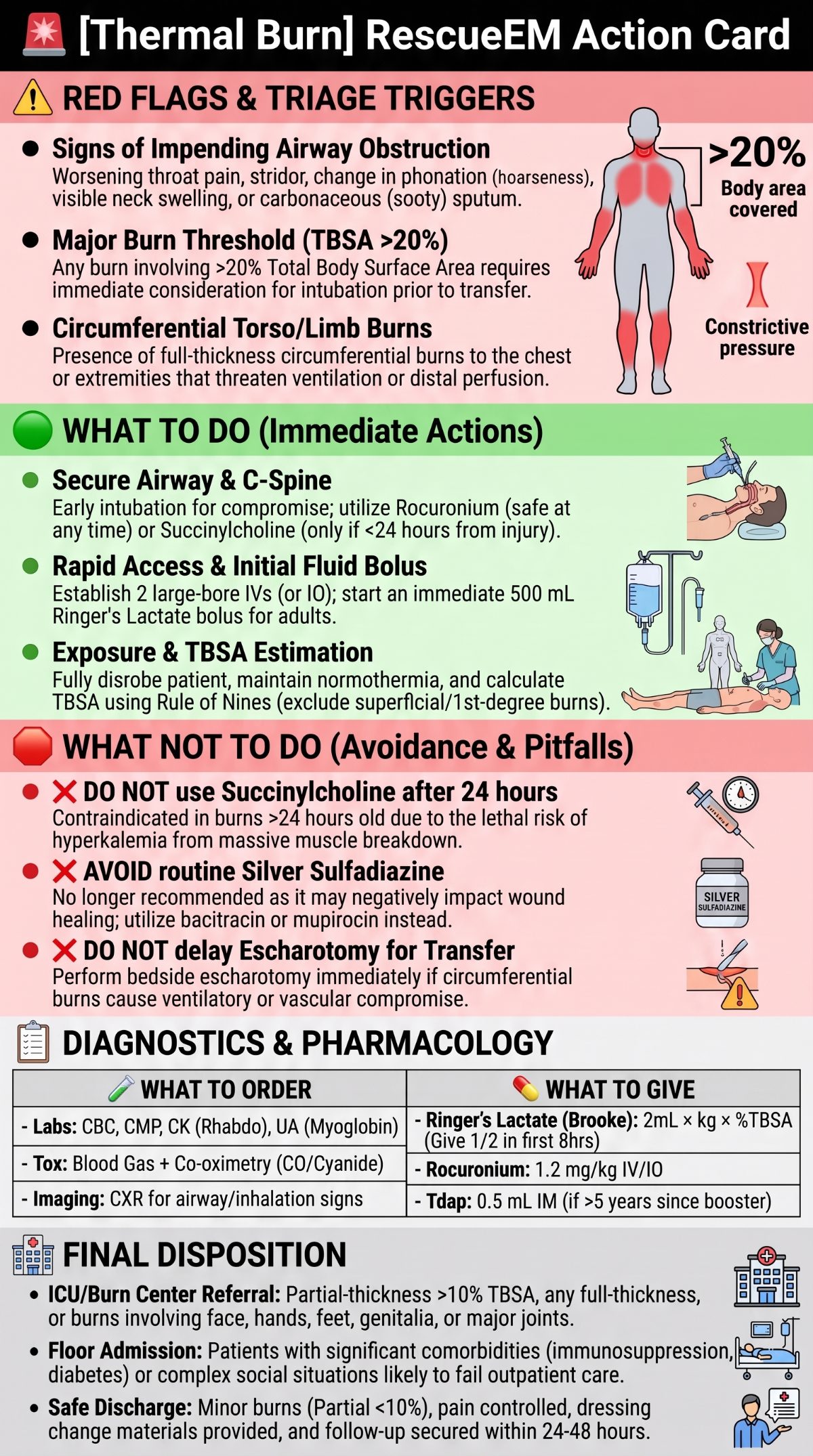 Thermal Burn Emergency Action Card
