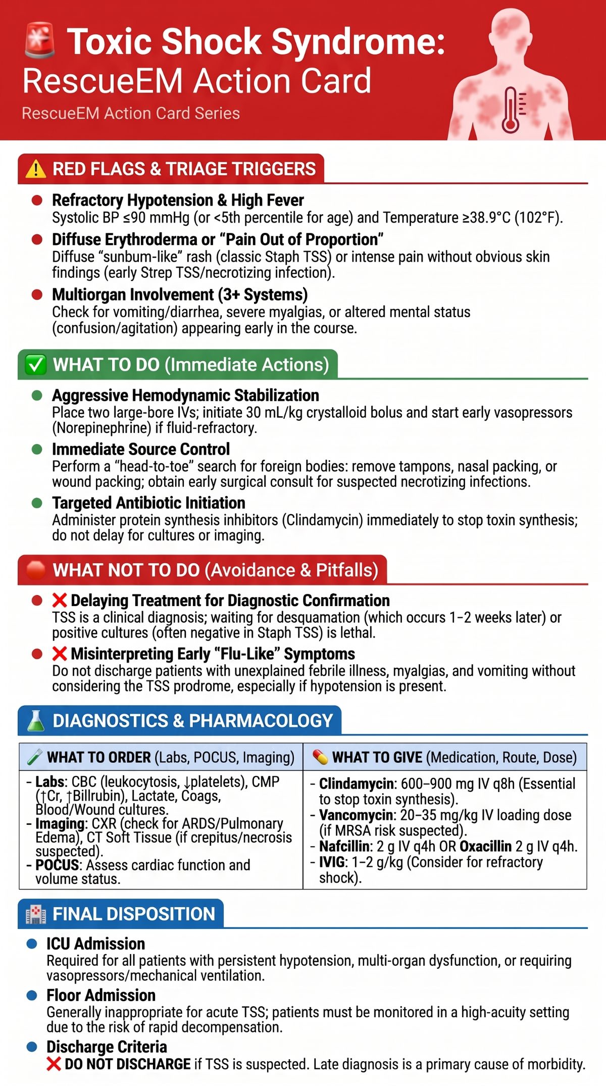 Toxic Shock Syndrome Action Card