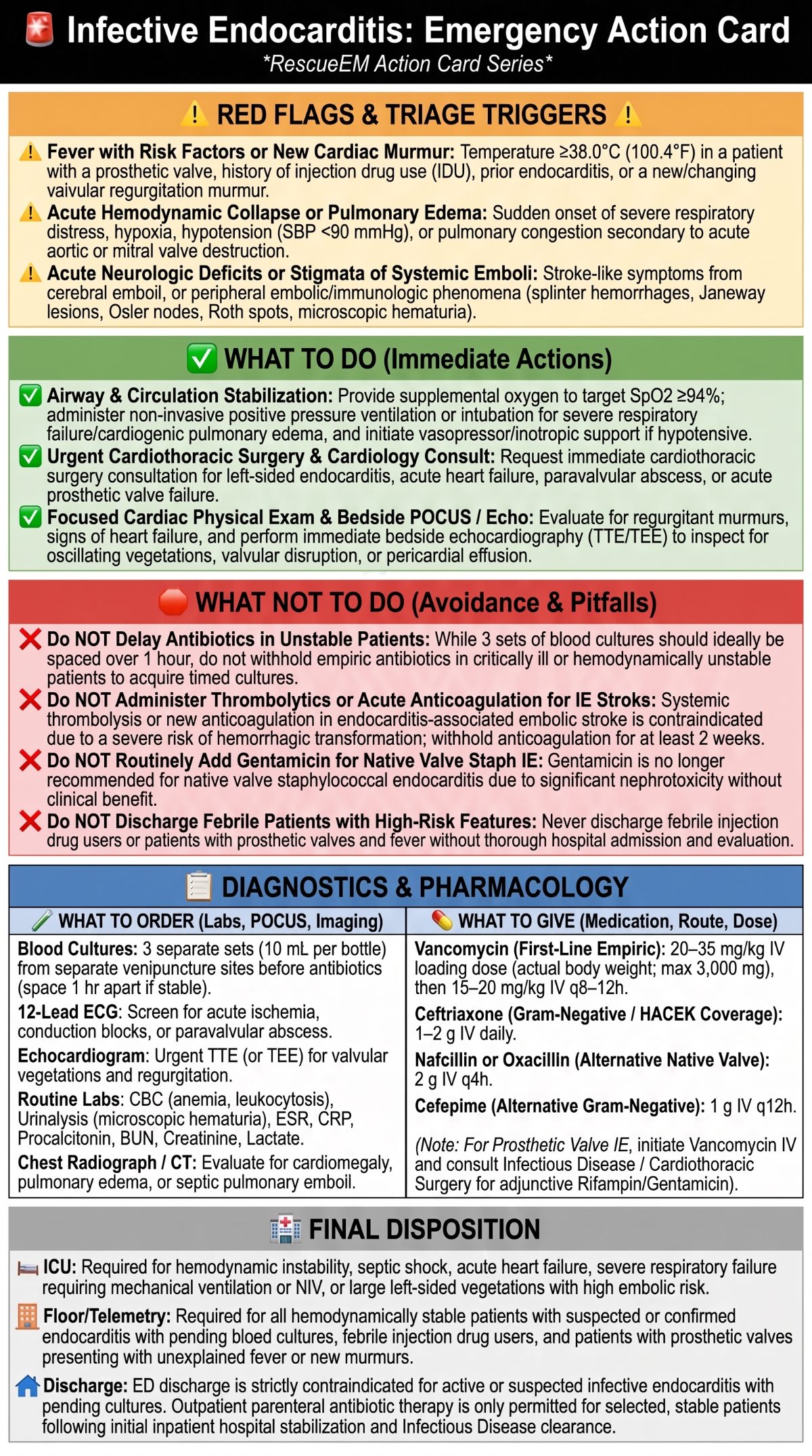 Infective Endocarditis Emergency Action Card