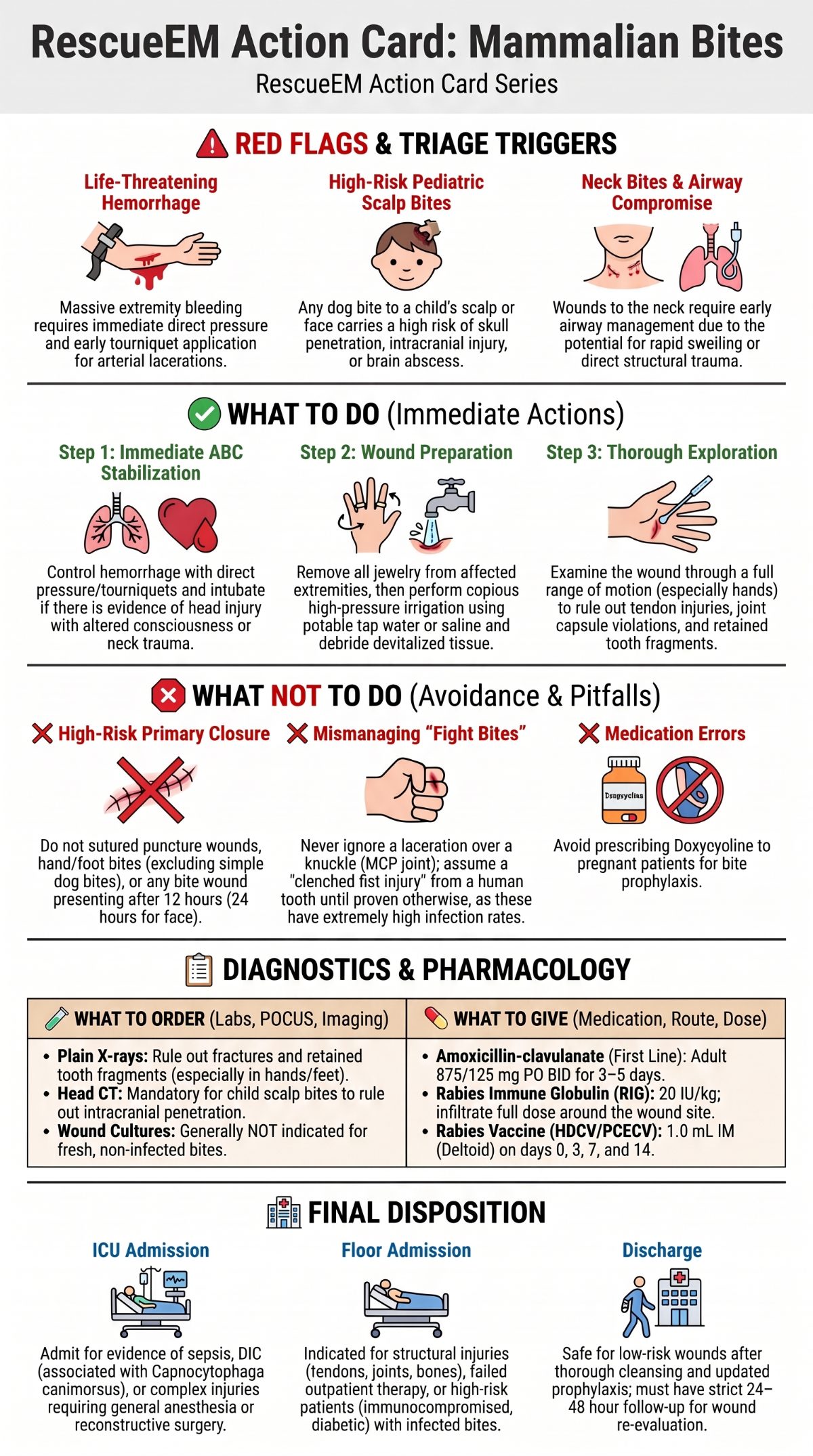 Mammalian Bites Medical Action Card
