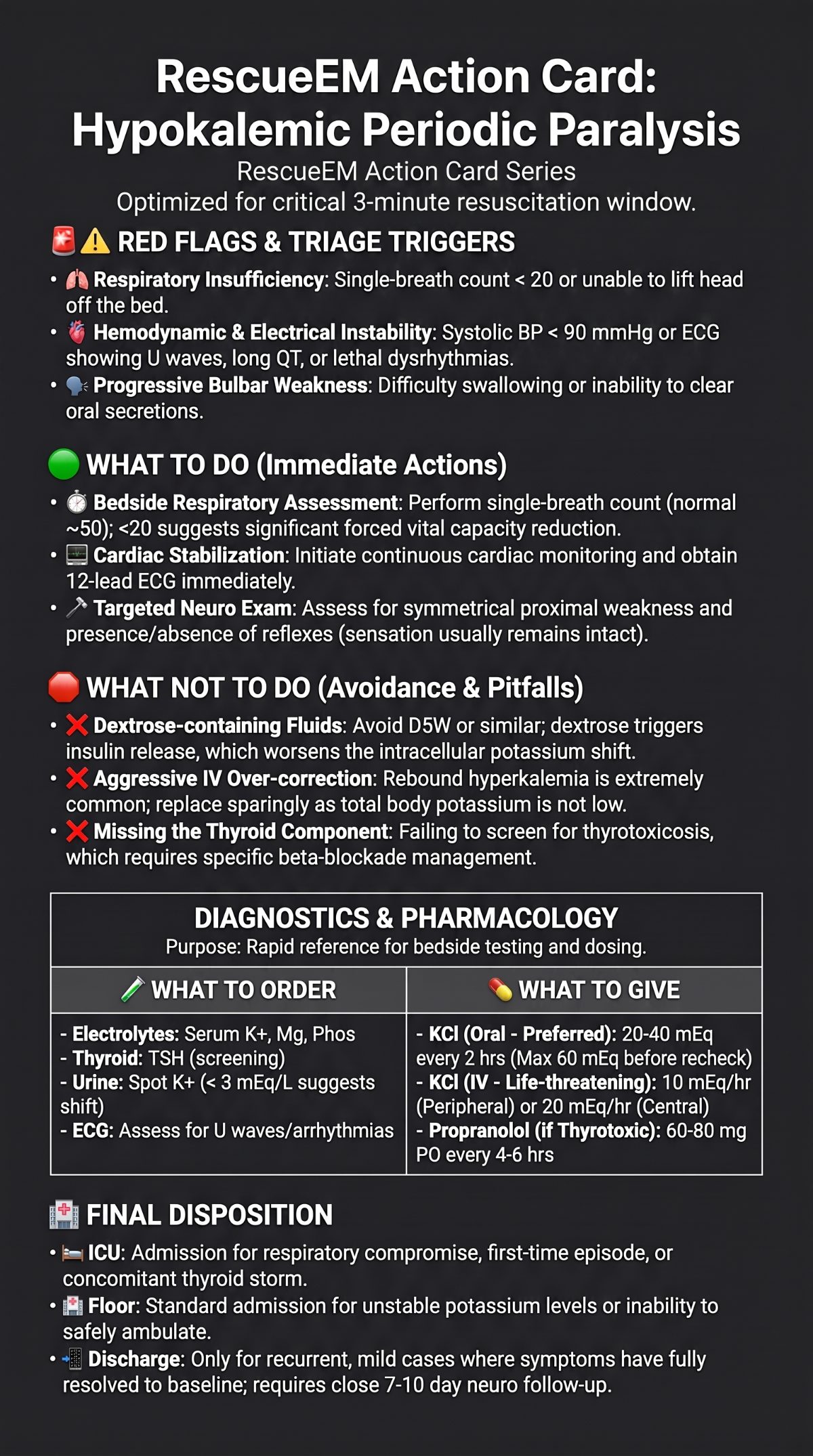 Hypokalemic Periodic Paralysis Action Card