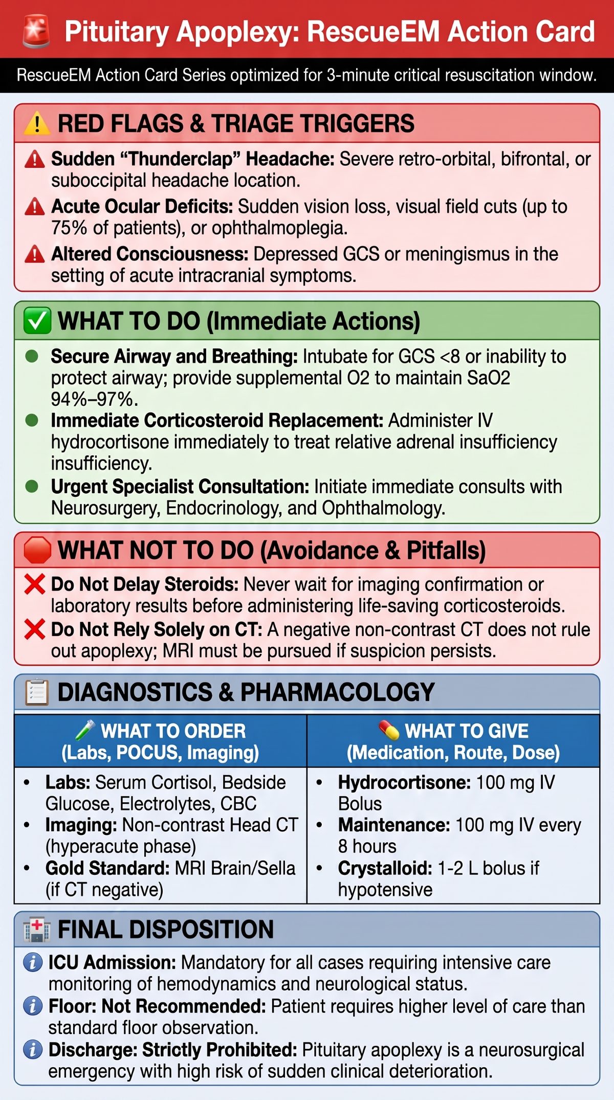 Pituitary Apoplexy Emergency Action Card
